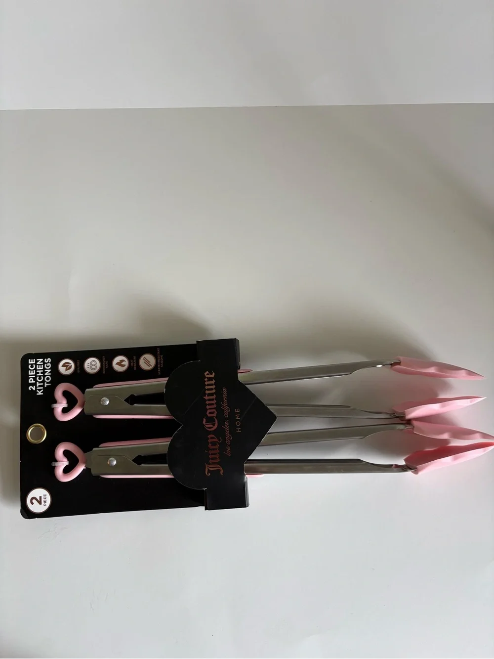 👩🏻‍🍳Juicy Couture Home Pink Heart Kitchen Tongs 2 Piece Set NWT
